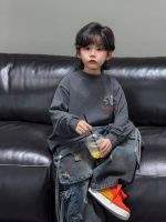 【100-150】長袖トップスorカーゴデニムパンツ 男の子 アメカジ トレンド - 画像 (4)