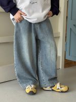 【100-160】デニムパンツ 男の子 シンプル ゆったり 合わせやすい - 画像 (4)