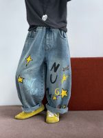 【100-150】デニムパンツ 男の子 アメカジ スタープリント トレンド - 画像 (5)