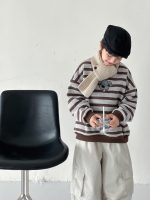 【90-160】トレーナー 男の子 ボーダー柄 裏起毛 カジュアル