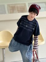 【100-160】長袖Tシャツ 男の子 カジュアル 切り替え 星柄 英字プリント - 画像 (5)