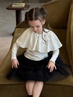 【90-140】長袖トップス 女の子 立体フラワー フリル ビッグカラー - 画像 (5)