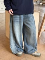 【100-160】デニムパンツ 男の子 トレンド ゆったり サイドステッチ - 画像 (5)