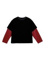 【100-160】長袖Tシャツ 男の子 シンプル 配色 レイヤード風 - 画像 (9)