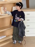 【100-160】長袖Tシャツ 男の子 英字プリント 重ね着風 切り替え - 画像 (5)