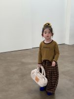 【90-140】長袖Tシャツorパンツ 女の子 個性的 チェック柄 韓国風 カジュアル - 画像 (6)