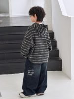 【90-160】パーカー 男の子 ボーダー柄 フード付き ふわふわ あったか - 画像 (6)