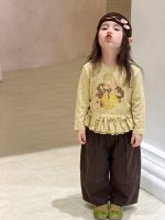 【80-140】長袖Tシャツorパンツ 女の子 ドット柄 フリルデザイン - 画像 (4)