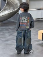 【100-150】長袖トップスorカーゴデニムパンツ 男の子 アメカジ トレンド