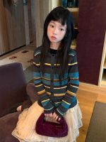 【100-160】カーディガン 女の子 ボーダー柄 レトロ 配色 - 画像 (5)