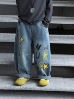 【100-150】デニムパンツ 男の子 アメカジ スタープリント トレンド