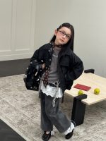 【100-150】デニムパンツ 女の子 韓国風 ストレート カジュアル レースフリルなし - 画像 (5)