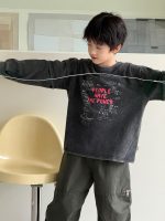 【100-160】長袖Tシャツ 男の子 レイヤード風 ウォッシュ加工 ゆったり - 画像 (3)