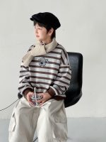 【90-160】トレーナー 男の子 ボーダー柄 裏起毛 カジュアル - 画像 (6)