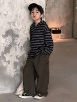【100-170】長袖Tシャツ 男の子 フード付き ボーダー柄 カジュアル - 画像 (7)