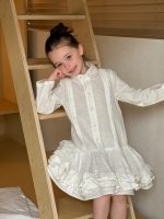 【90-140】シャツワンピース 女の子 小さめ襟 長袖 きれいめ