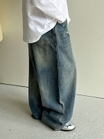 【100-160】デニムパンツ 男の子 レトロ ヴィンテージ加工 ワイドシルエット - 画像 (6)