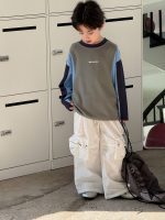 【100-160】長袖Tシャツ 男の子 トレンド 配色デザイン カジュアル - 画像 (6)