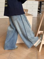 【100-160】デニムパンツ 男の子 トレンド ゆったり サイドステッチ - 画像 (6)
