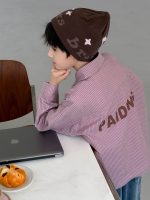 【100-160】長袖シャツ 男の子 こなれ感 ストライプ柄 英字プリント - 画像 (8)