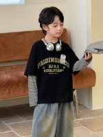 【100-160】長袖Tシャツ 男の子 レイヤード風 トレンド クール - 画像 (6)