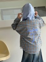 【100-160】シャツ 男の子 フード付き チェック柄 カジュアル - 画像 (6)