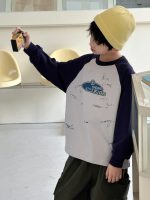 【100-160】長袖Tシャツ 男の子 配色 プリント 着せやすい - 画像 (6)