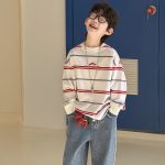 【90-160】長袖Ｔシャツ 男の子 ボーダー柄 配色 カジュアル