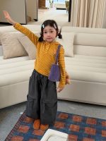 【100-160】長袖Tシャツ 女の子 フード付き ボーダー柄 トレンド - 画像 (5)