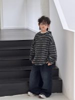 【90-160】パーカー 男の子 ボーダー柄 フード付き ふわふわ あったか - 画像 (7)