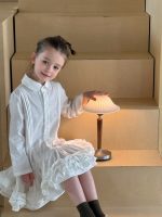 【90-140】シャツワンピース 女の子 小さめ襟 長袖 きれいめ - 画像 (3)