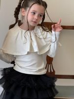 【90-140】長袖トップス 女の子 立体フラワー フリル ビッグカラー - 画像 (6)