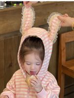 【80-130】ジップパーカーorパンツ 女の子 かわいい ボーダー柄 うさぎ耳フード - 画像 (7)