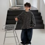 【90-160】パーカー 男の子 ボーダー柄 フード付き ふわふわ あったか - 画像 (4)