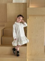 【90-140】シャツワンピース 女の子 小さめ襟 長袖 きれいめ - 画像 (7)