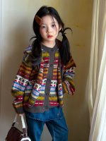 【100-160】カーディガン 女の子 韓国風 フード取り外し可能 カジュアル - 画像 (7)