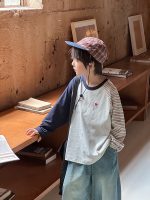 【90-170】長袖Tシャツ 男の子 ボーダー柄 ラグラン袖 刺繍 切り替え - 画像 (5)