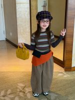 【90-140】長袖Tシャツorパンツ 女の子 ボーダー柄 レイヤード風 カジュアル