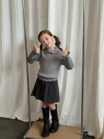 【90-140】ニットセーター 女の子 シンプル 丸襟 フリルデザイン - 画像 (5)