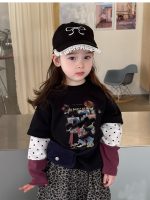 【80-130】長袖Tシャツorパンツ 女の子 ヒョウ柄 レイヤード風 - 画像 (5)
