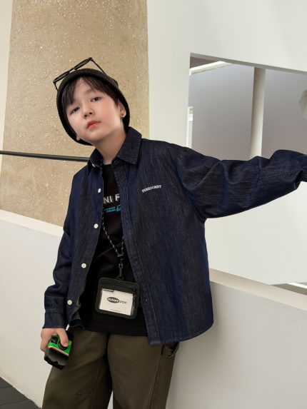 【100-170】デニムシャツ 男の子 韓国風 カジュアル 合わせやすい