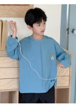 【100-160】長袖Tシャツ 男の子 韓国風 ゆったり 着回しやすい - 画像 (3)