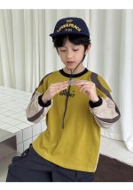 【100-160】長袖Tシャツ 男の子 カジュアル 配色 お出かけ