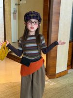 【90-140】長袖Tシャツorパンツ 女の子 ボーダー柄 レイヤード風 カジュアル - 画像 (3)