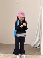 【90-140】長袖Tシャツorフレアパンツ 女の子 韓国風 レイヤード風 - 画像 (4)