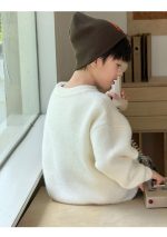 【100-160】ニットセーター 男の子 韓国風 ねこモチーフ ふんわり - 画像 (3)