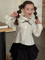 【90-140】シャツ 女の子 きれいめ 襟付き 韓国風 着回しやすい