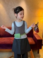 【90-140】長袖トップスorスカート風パンツ 女の子 韓国風 レイヤード - 画像 (4)