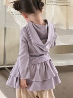 【90-140】2点セット 女の子 ボーダーパーカー＆レイヤードスカート - 画像 (7)