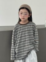 【100-150】ベストor長袖Tシャツ 女の子 ボーダー 韓国風 レイヤード カジュアル - 画像 (15)